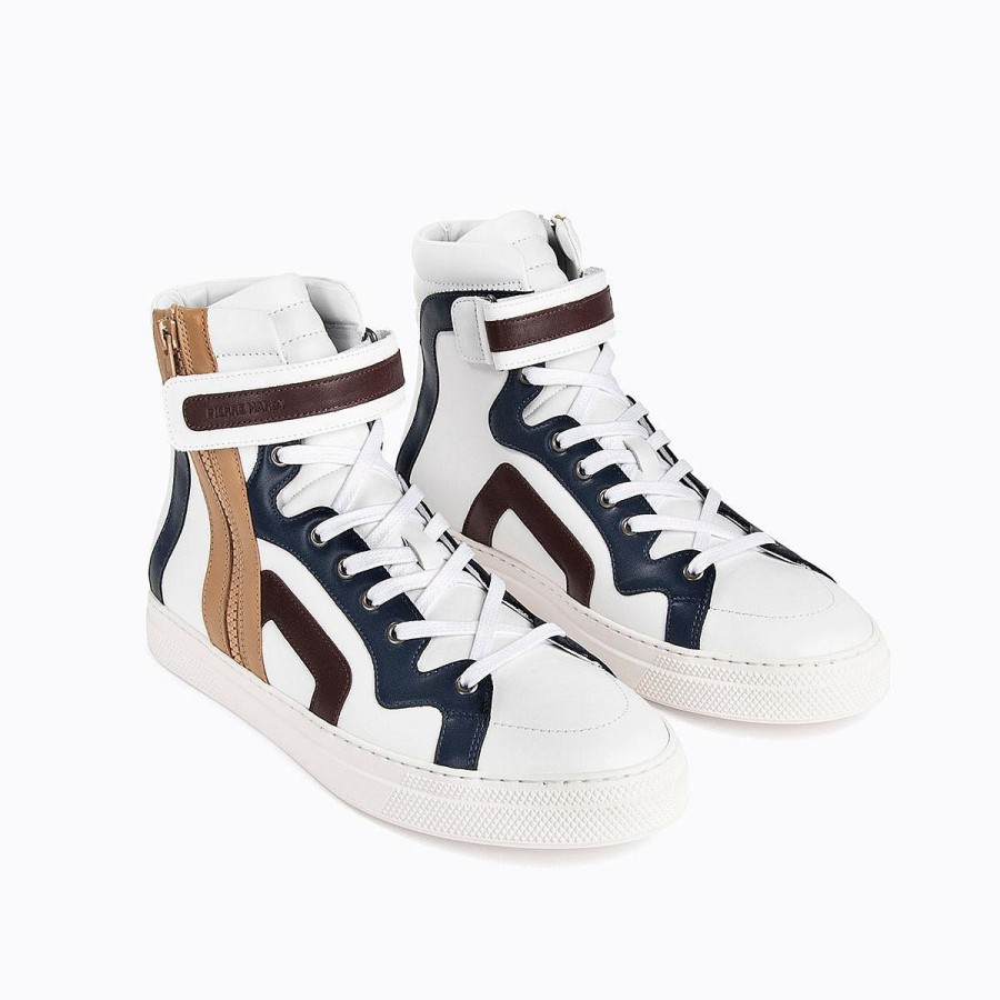 Sneakers | Pierre Hardy 112 High-Top Sneakers White/Navy/Burgundy/Capuccino